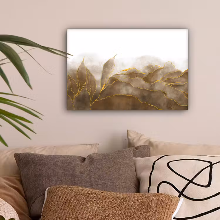 Marmer - Goud - Bruin - Textuur - Marmerlook canvas 2cm klein -sfeer1