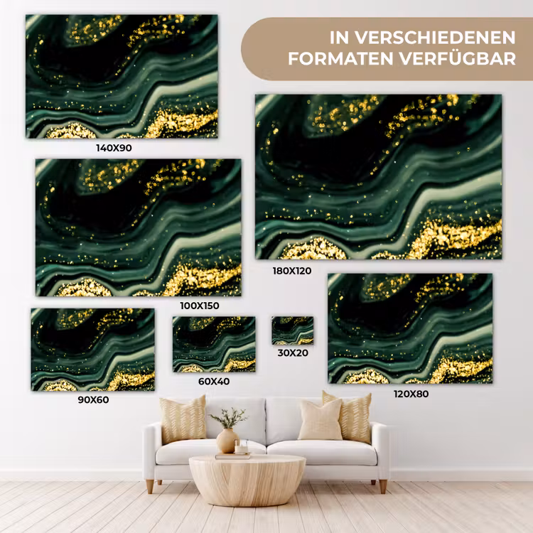 Marmer - Goud - Glitter - Groen - Marmerlook - Luxe canvas 2cm klein -Xsfeer8_DE
