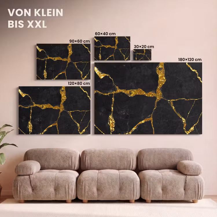 Marmer - Goud - Zwart - Marmerlook - Glitter canvas 2cm klein -uniquesellingpoint_afwerking-onlywow_DE