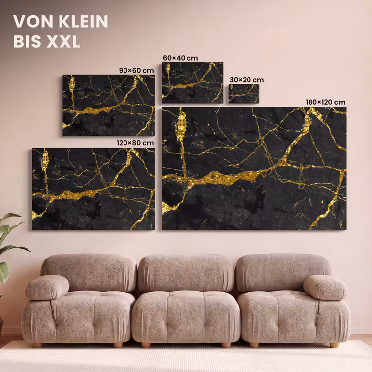 Marmer - Goud - Zwart - Marmerlook - Luxe - Glitter canvas 2cm klein -uniquesellingpoint_afwerking-onlywow_DE