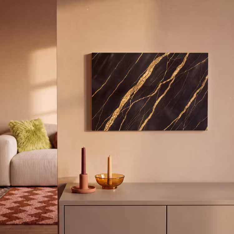 Marmer - Goud - Textuur - Abstract - Zwart canvas 2cm klein -sfeer1