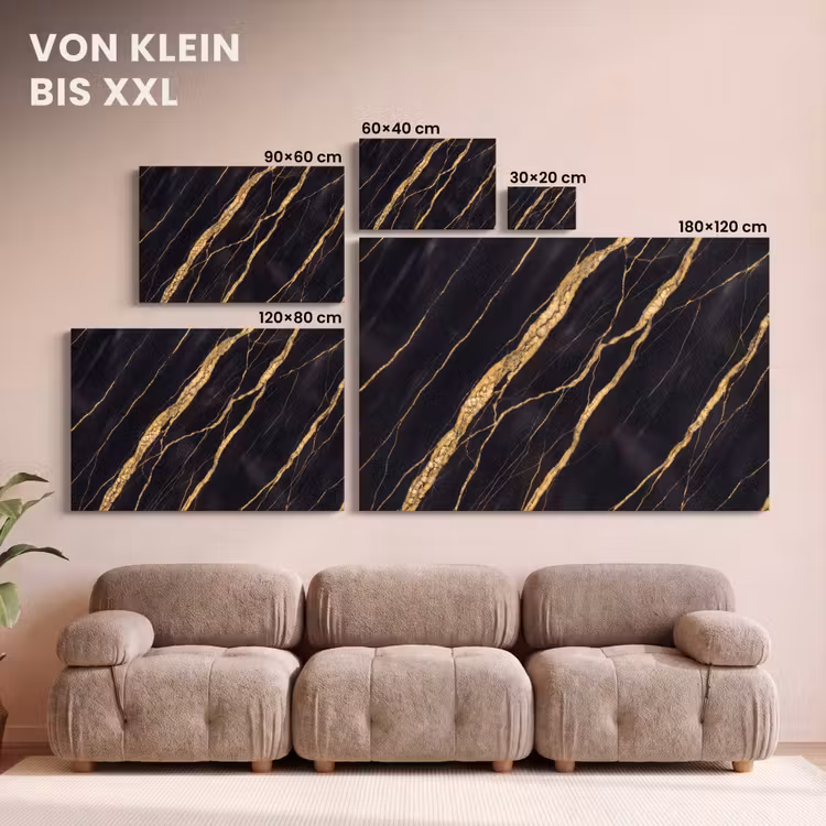 Marmer - Goud - Textuur - Abstract - Zwart canvas 2cm klein -Xsfeer8_DE