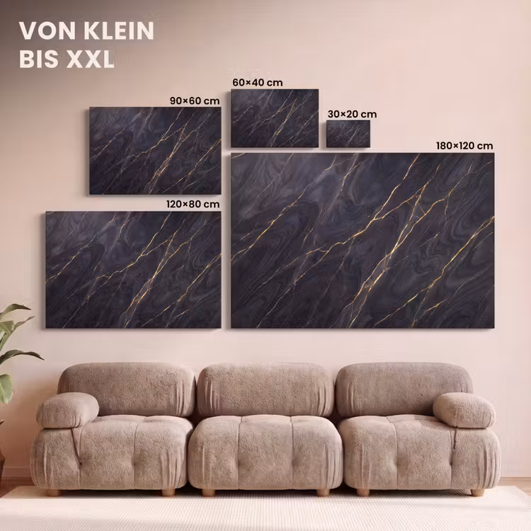 Marmer - Goudaders - Abstract - Modern - Zwart canvas 2cm klein -Xsfeer8_DE