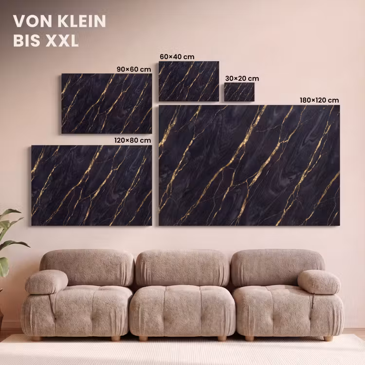 Marmer - Gouden aders - Abstract - Zwart canvas 2cm klein -Xsfeer8_DE