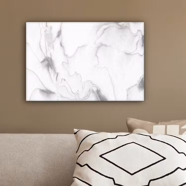 Marmer - Grijs - Wit - Abstract - Marmerlook canvas 2cm klein -sfeer6