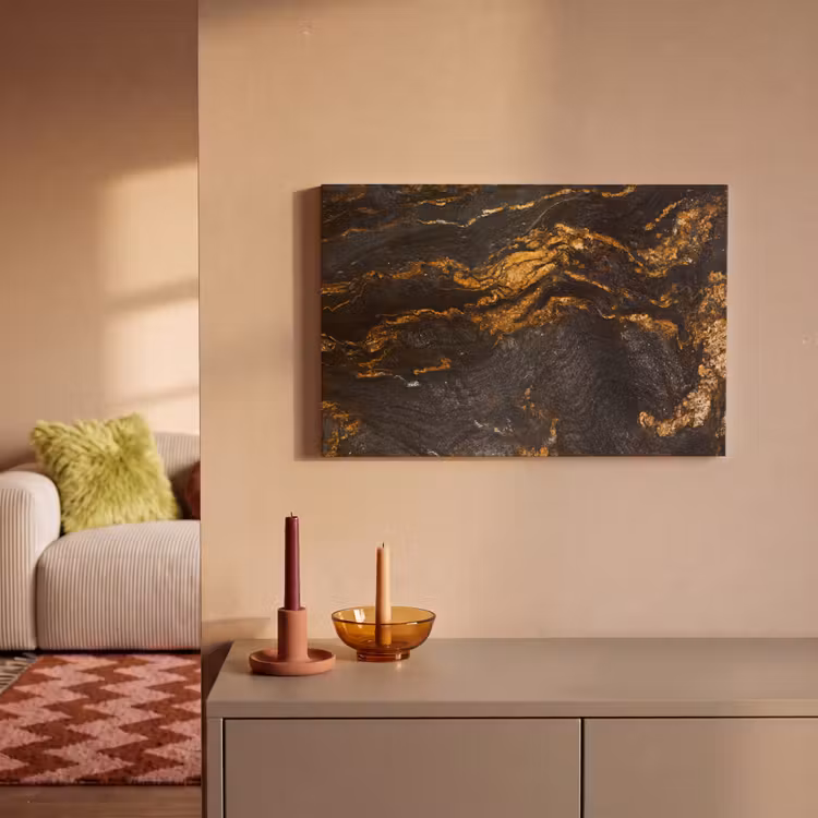 Marmer - Kalk - Zwart - Goud - Marmerlook - Luxe canvas 2cm klein -sfeer1