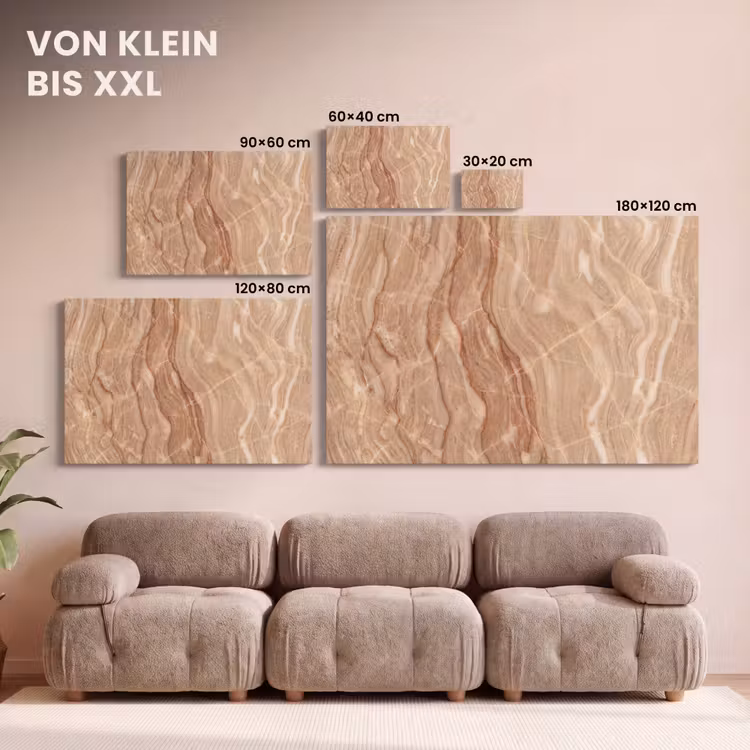 Marmer - Ader - Natuur - Abstract - Beige canvas 2cm klein -Xsfeer8_DE