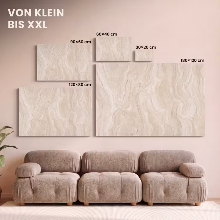 Marmer - Patroon - Beige - Steen - Abstract canvas 2cm klein -Xsfeer8_DE