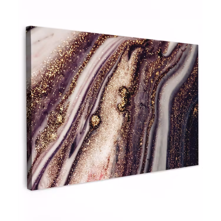 Marmer - Roze - Goud - Glitter - Marmerlook canvas 2cm klein -z3d