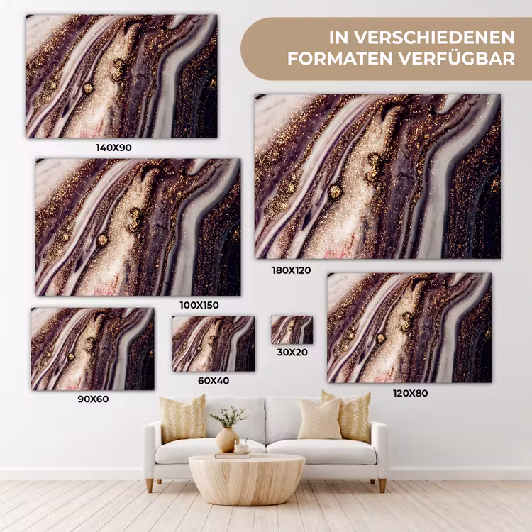 Marmer - Roze - Goud - Glitter - Marmerlook canvas 2cm klein -Xsfeer8_DE