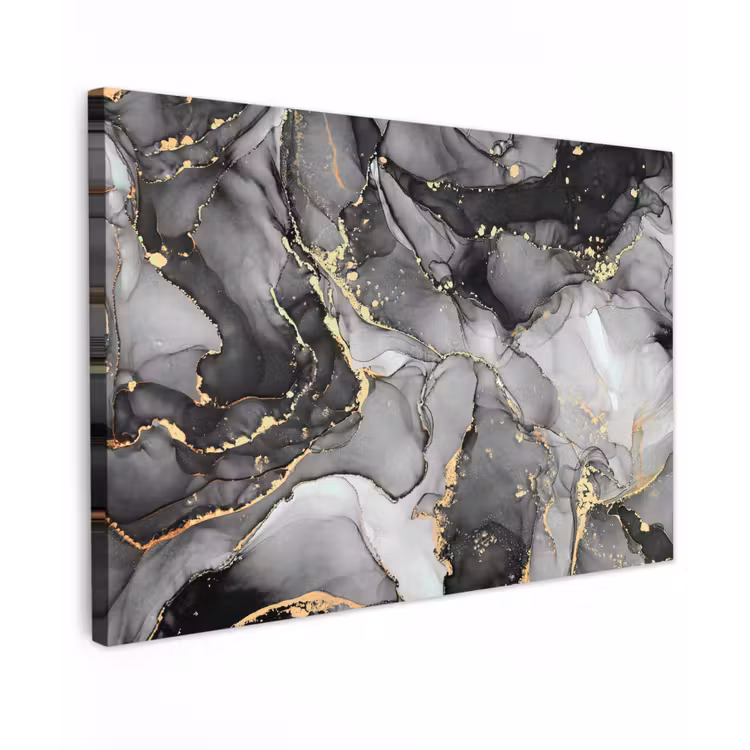 Marmer - Zwart - Goud - Grijs canvas 2cm klein -z3d