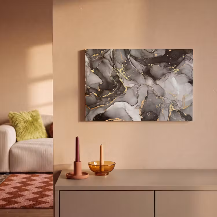 Marmer - Zwart - Goud - Grijs canvas 2cm klein -sfeer1