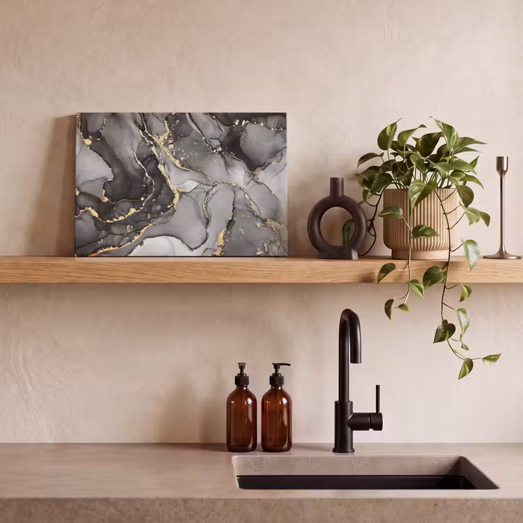 Marmer - Zwart - Goud - Grijs canvas 2cm klein -sfeer6