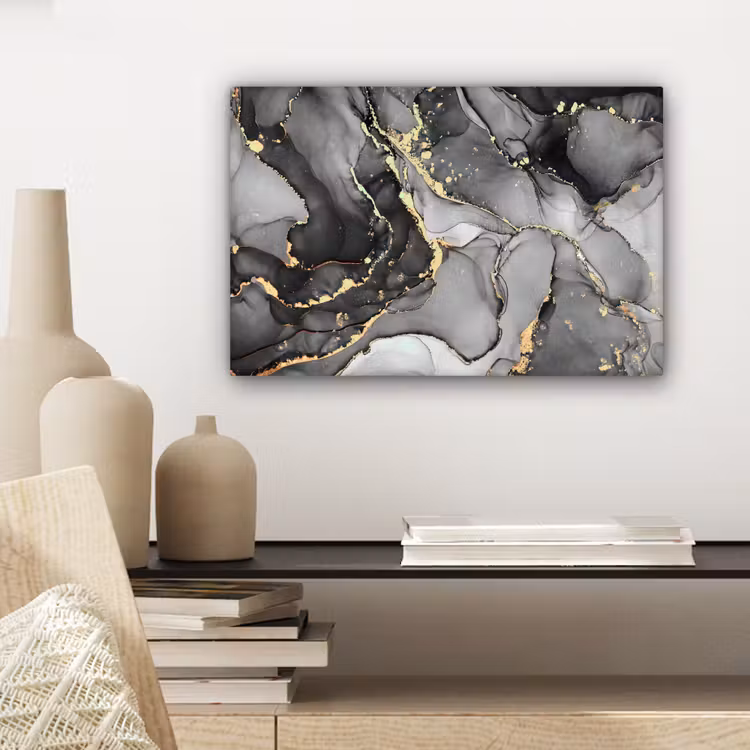 Marmer - Zwart - Goud - Grijs canvas 2cm klein -closeup_print_DE