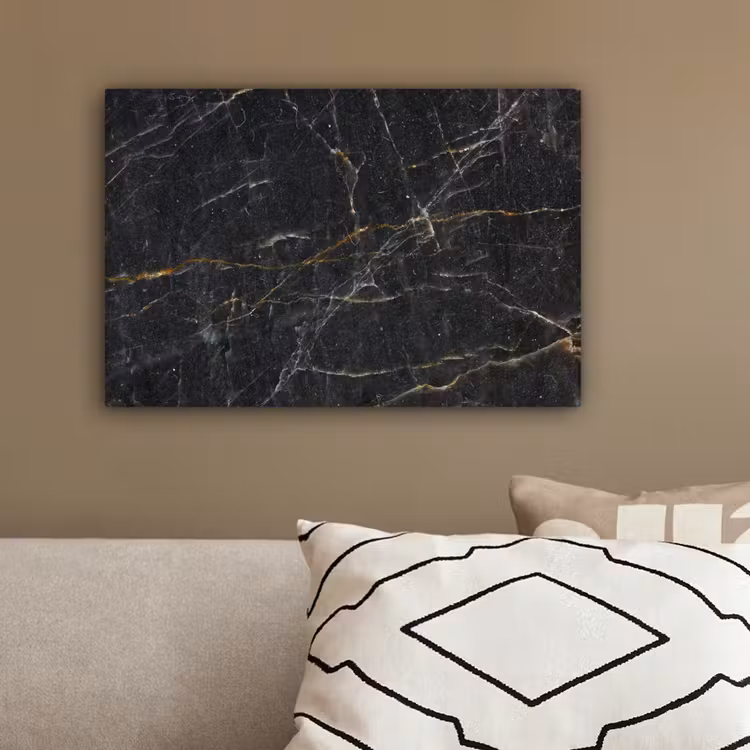 Marmer - Zwart - Goud - Grijs - Marmerstructuur canvas 2cm klein -sfeer3