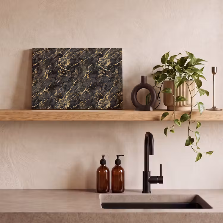 Marmer - Zwart - Goudstructuur canvas 2cm klein 34 -closeup_print_DE