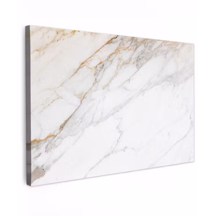 Marmer - Steen - Wit - Goud - Marmerlook - Steen - Luxe canvas 2cm klein -z3d