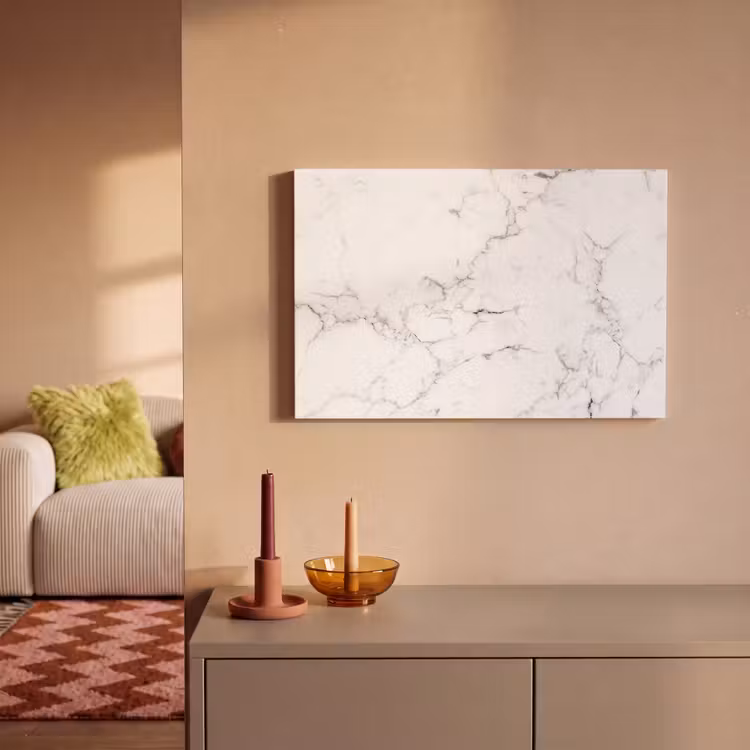 Marmer - Wit - Grijs - Luxe - Marmerlook - Structuur canvas 2cm klein -sfeer1