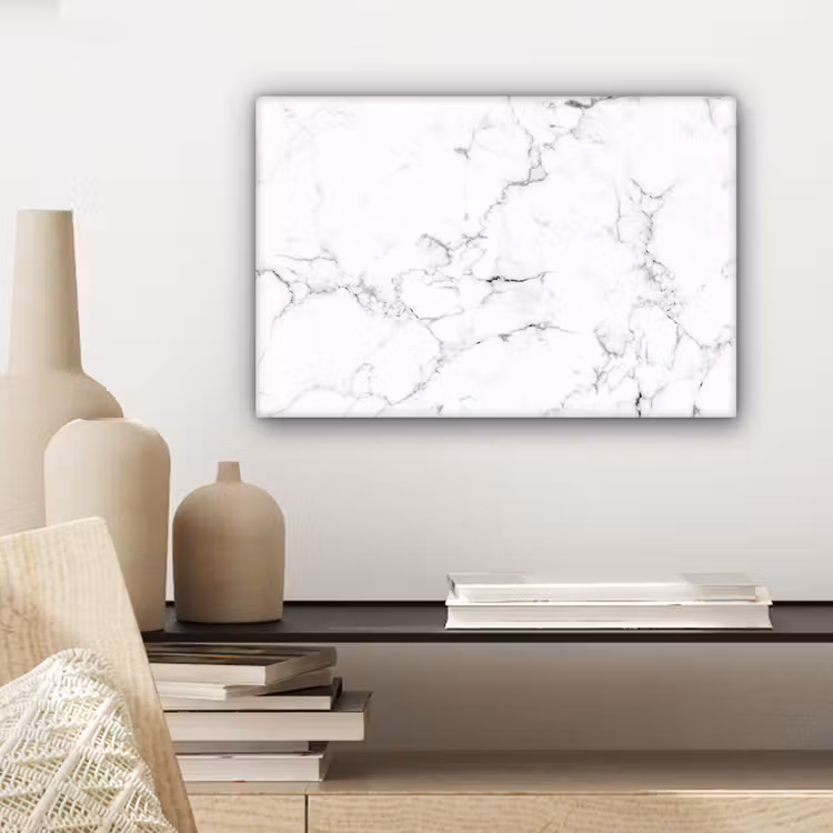 Marmer - Wit - Grijs - Luxe - Marmerlook - Structuur canvas 2cm klein -closeup_print_DE