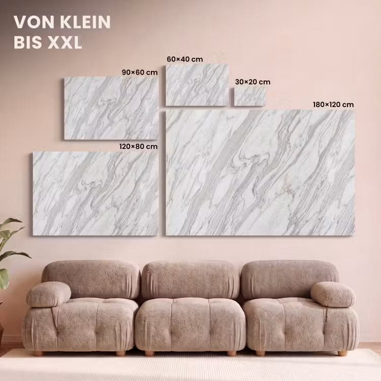 Marmer - Wit - Grijs - Structuur - Modern canvas 2cm klein -Xsfeer8_DE
