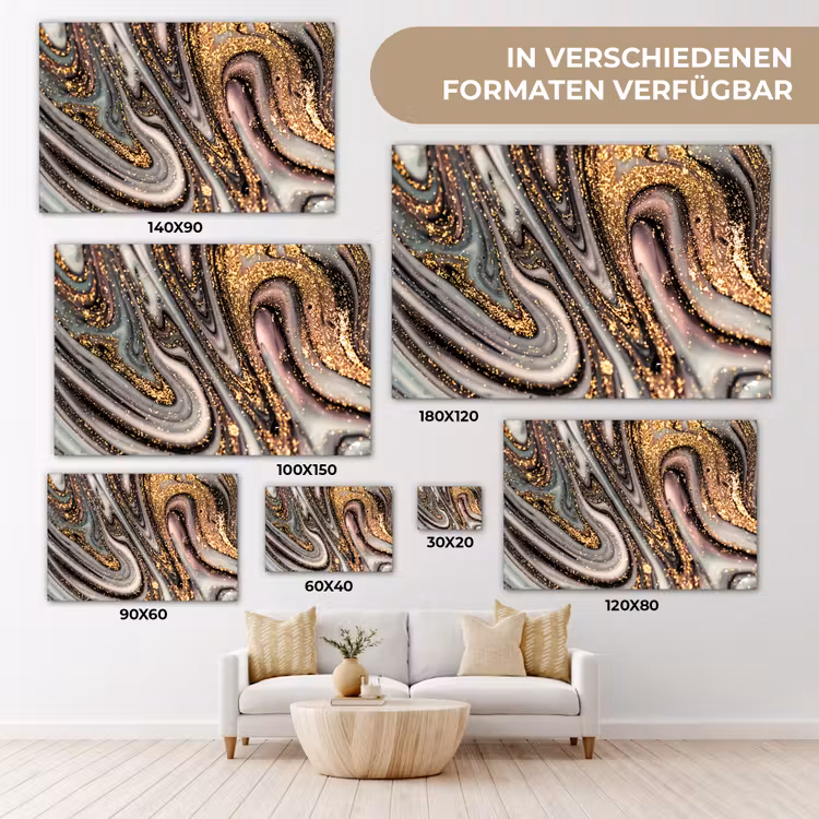 Marmerlook - Goud - Glitter - Luxe - Marmer - Wit canvas 2cm klein -Xsfeer8_DE