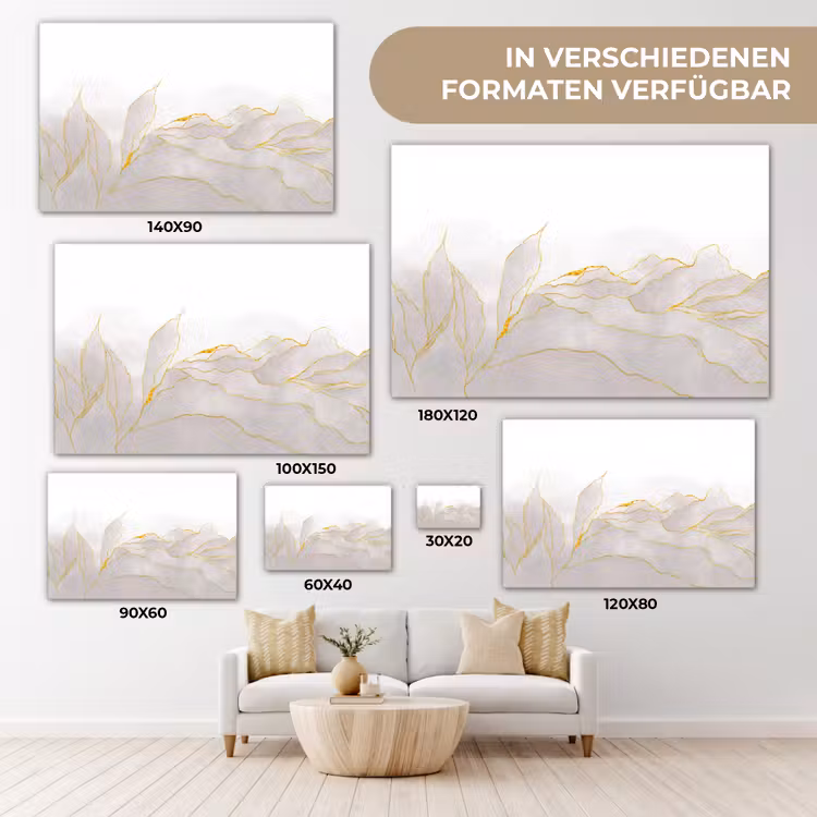 Marmerlook - Grijs - Goud - Chic - Marmer canvas 2cm klein -Xsfeer8_DE