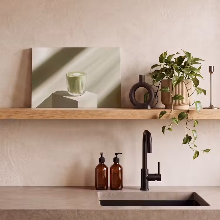 Matcha - Glas - Groen - Minimalistisch canvas 2cm klein -sfeer6