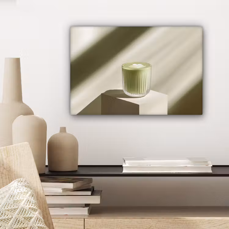 Matcha - Glas - Groen - Minimalistisch canvas 2cm klein -closeup_print_DE