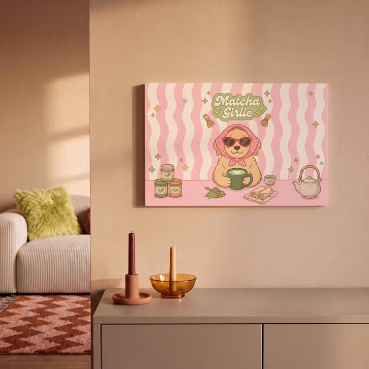 Matcha - Hond - Roze - Groen canvas 2cm klein -sfeer1