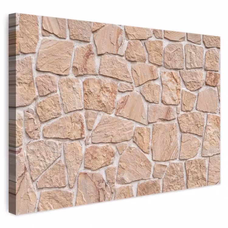 Muur - Steen - Patroon - Rustiek - Beige canvas 2cm klein -3d