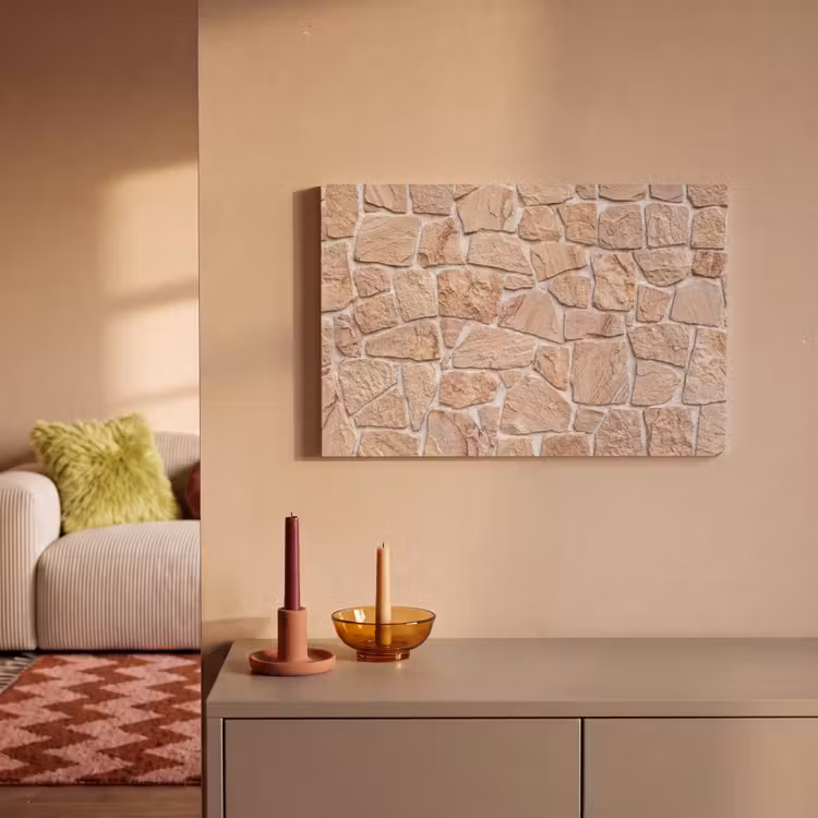 Muur - Steen - Patroon - Rustiek - Beige canvas 2cm klein -sfeer1