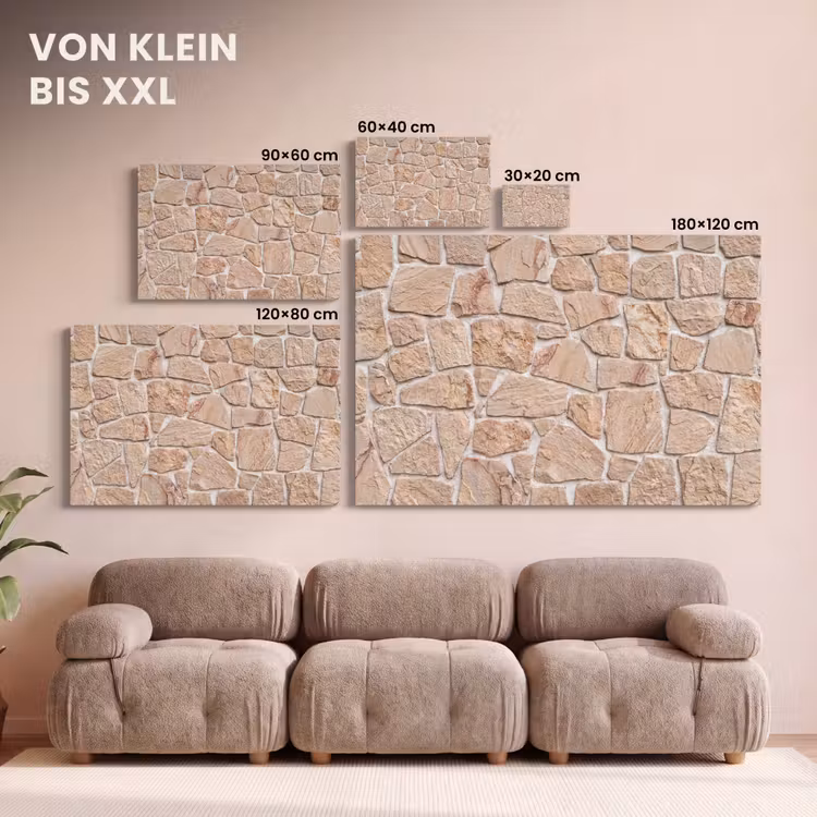 Muur - Steen - Patroon - Rustiek - Beige canvas 2cm klein -Xsfeer8_DE