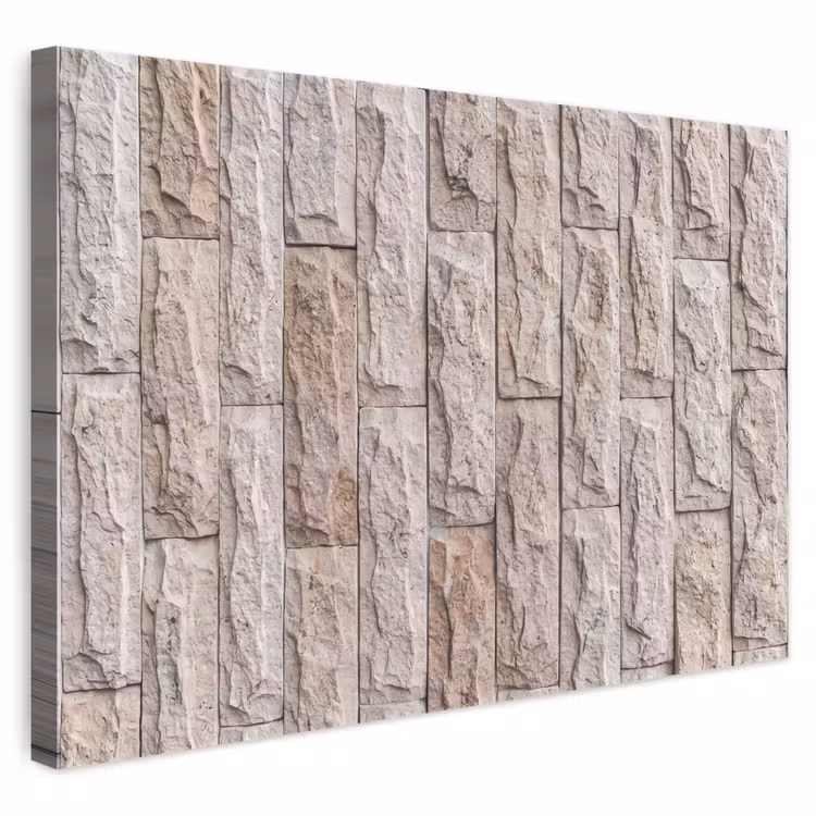 Muur - Steen - Ruw - Beige - Textuur canvas 2cm klein -3d
