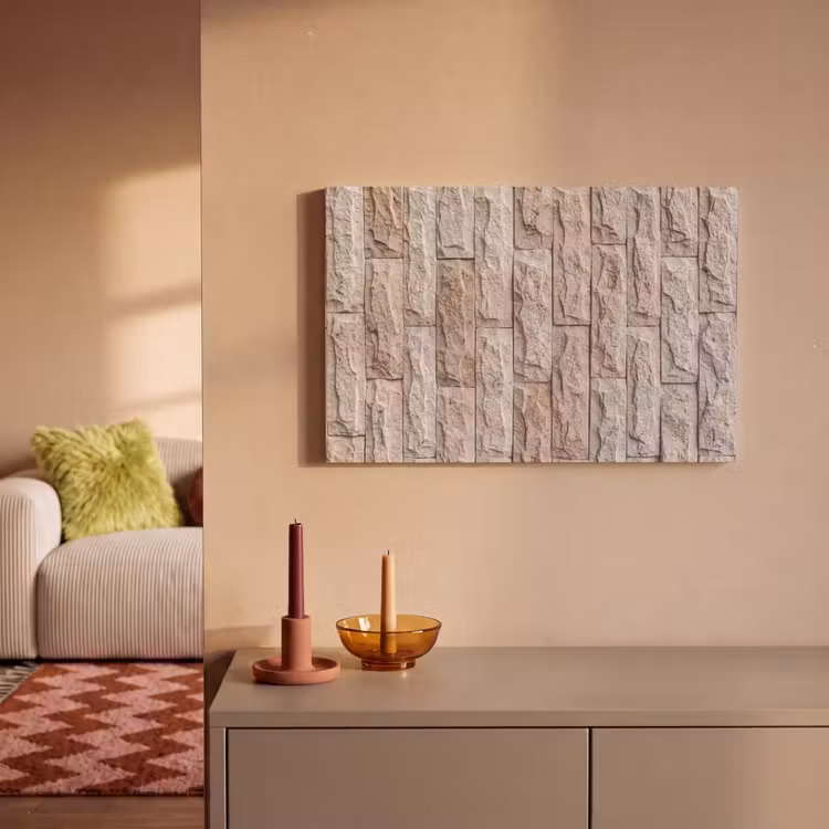 Muur - Steen - Ruw - Beige - Textuur canvas 2cm klein -sfeer1