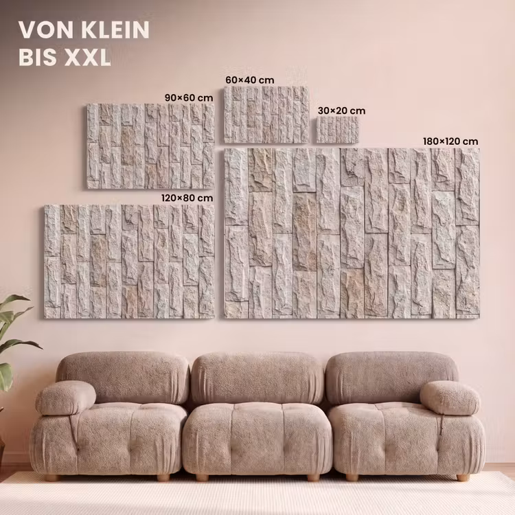 Muur - Steen - Ruw - Beige - Textuur canvas 2cm klein -Xsfeer8_DE