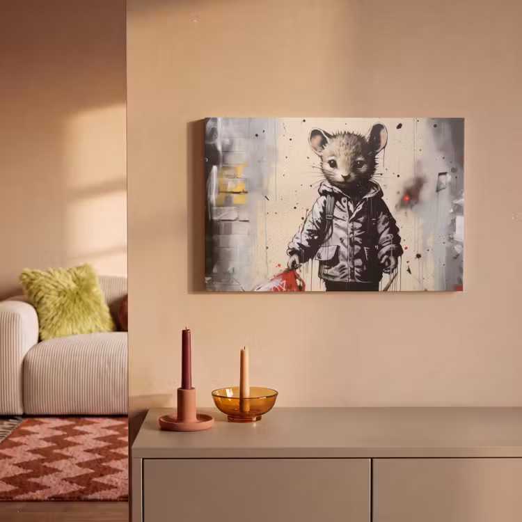 Muisje - Rood - Graffiti canvas 2cm klein -sfeer1