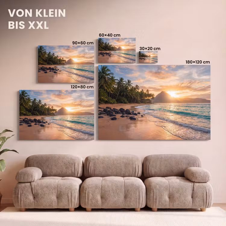 Zee - Berg - Landschap - Tropisch - Goud canvas 2cm klein -Xsfeer8_DE