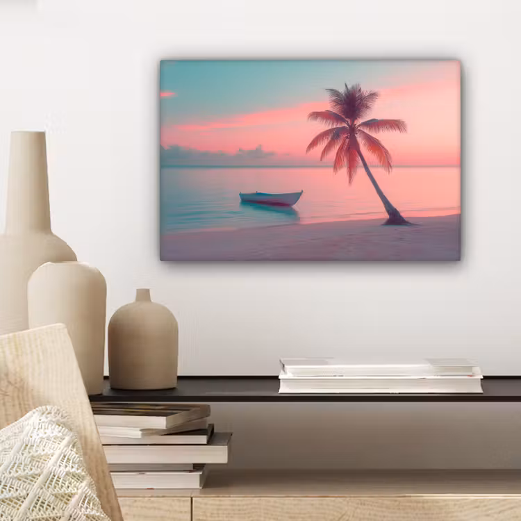 Zee - Boot - Zonsondergang canvas 2cm klein -closeup_print_DE