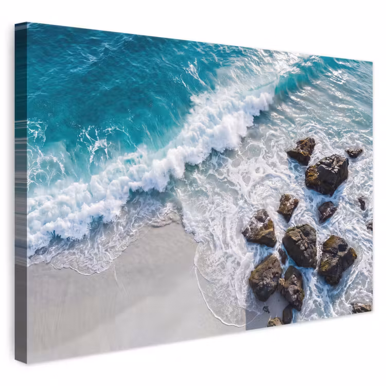 Zee - Golf - Strand - Natuur - Blauw canvas 2cm klein -3d