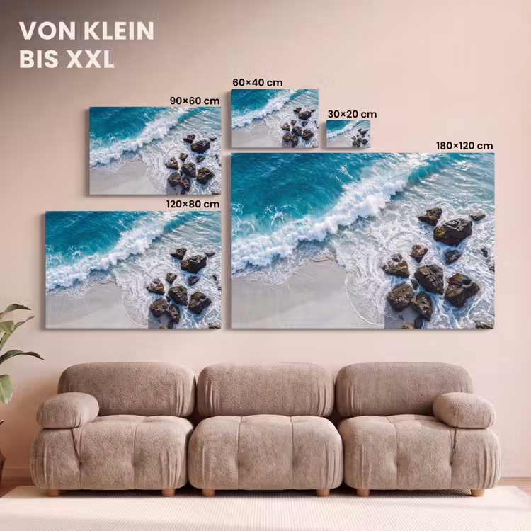 Zee - Golf - Strand - Natuur - Blauw canvas 2cm klein -Xsfeer8_DE