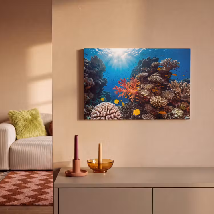 Zee - Koraalrif - Natuur - Levendig - Blauw canvas 2cm klein -sfeer1