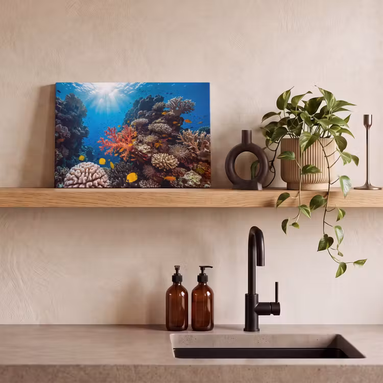 Zee - Koraalrif - Natuur - Levendig - Blauw canvas 2cm klein -sfeer3