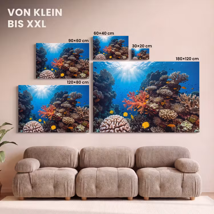 Zee - Koraalrif - Natuur - Levendig - Blauw canvas 2cm klein -Xsfeer8_DE