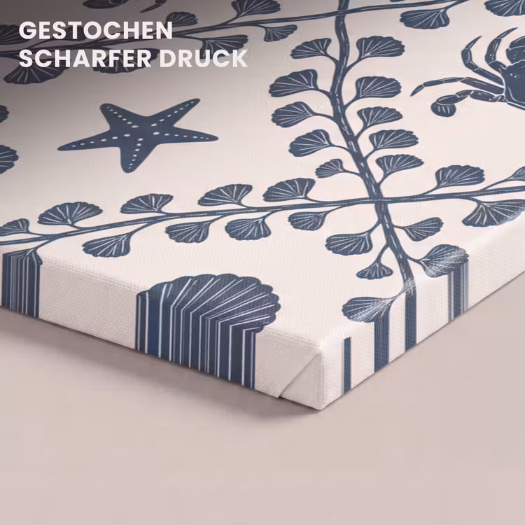 Zee - Krab - Zeester - Patroon - Blauw canvas 2cm klein -closeup_print_DE
