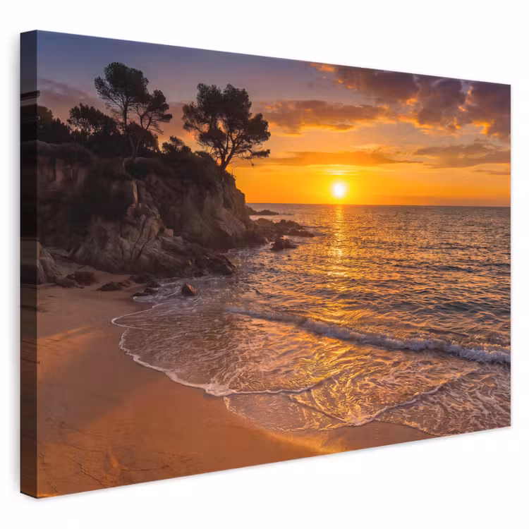 Zee - Kust - Zonsondergang - Natuur - Oranje canvas 2cm klein -3d
