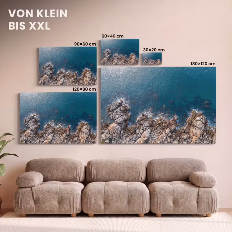 Zee - Kustlijn - Natuur - Abstract - Blauw canvas 2cm klein -Xsfeer8_DE