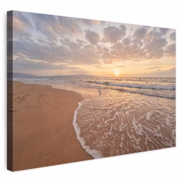 Zee - Kustlijn - Wolken - Landschap - Oranje canvas 2cm klein -3d