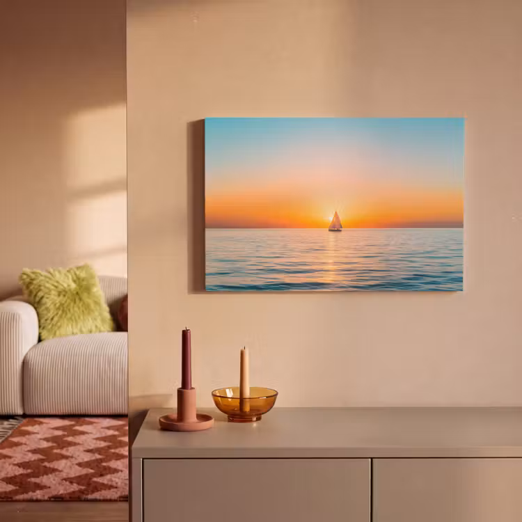 Zee - Zeilboot - Zonsondergang canvas 2cm klein -sfeer1