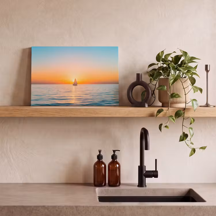 Zee - Zeilboot - Zonsondergang canvas 2cm klein -sfeer3