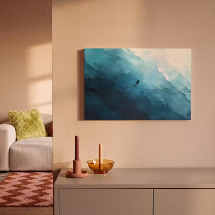 Zee - Silhouet - Abstract - Blauw canvas 2cm klein -sfeer1